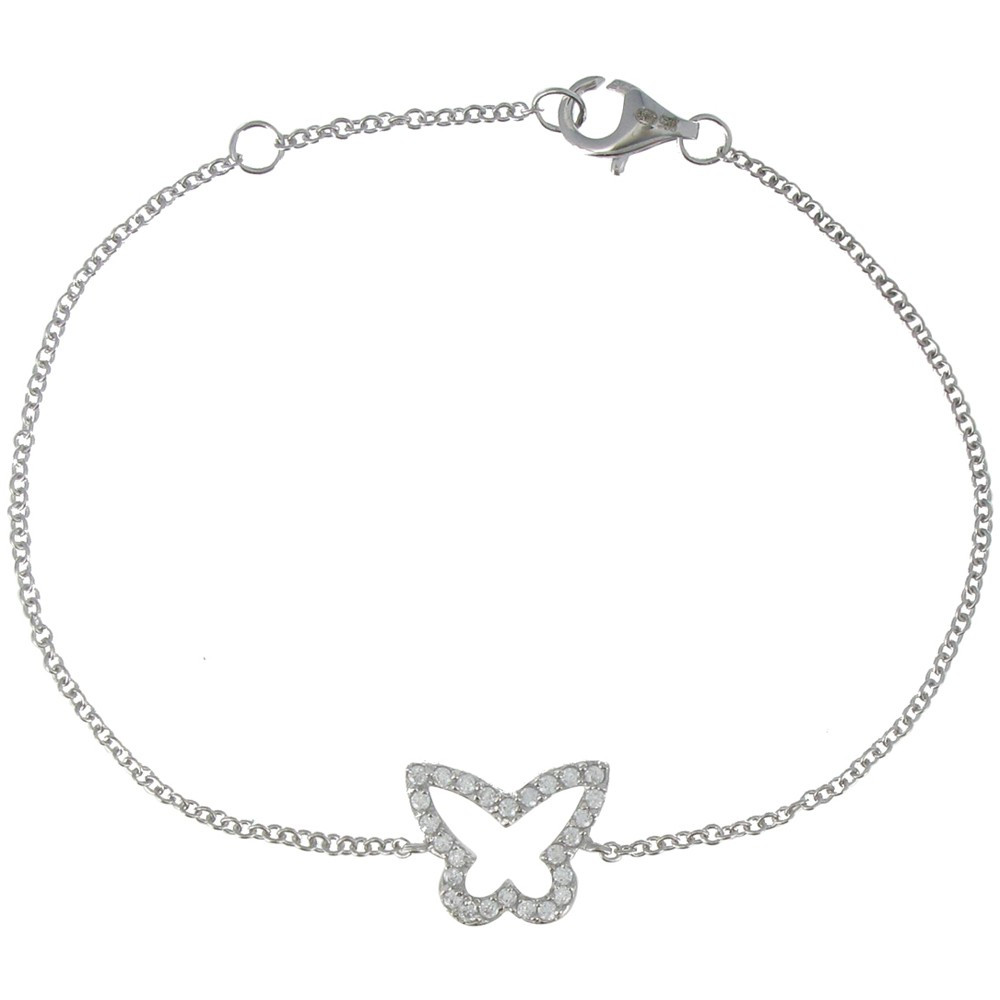 LES POULETTES BIJOUX Bracelet Argent Papillon entouré de Strass