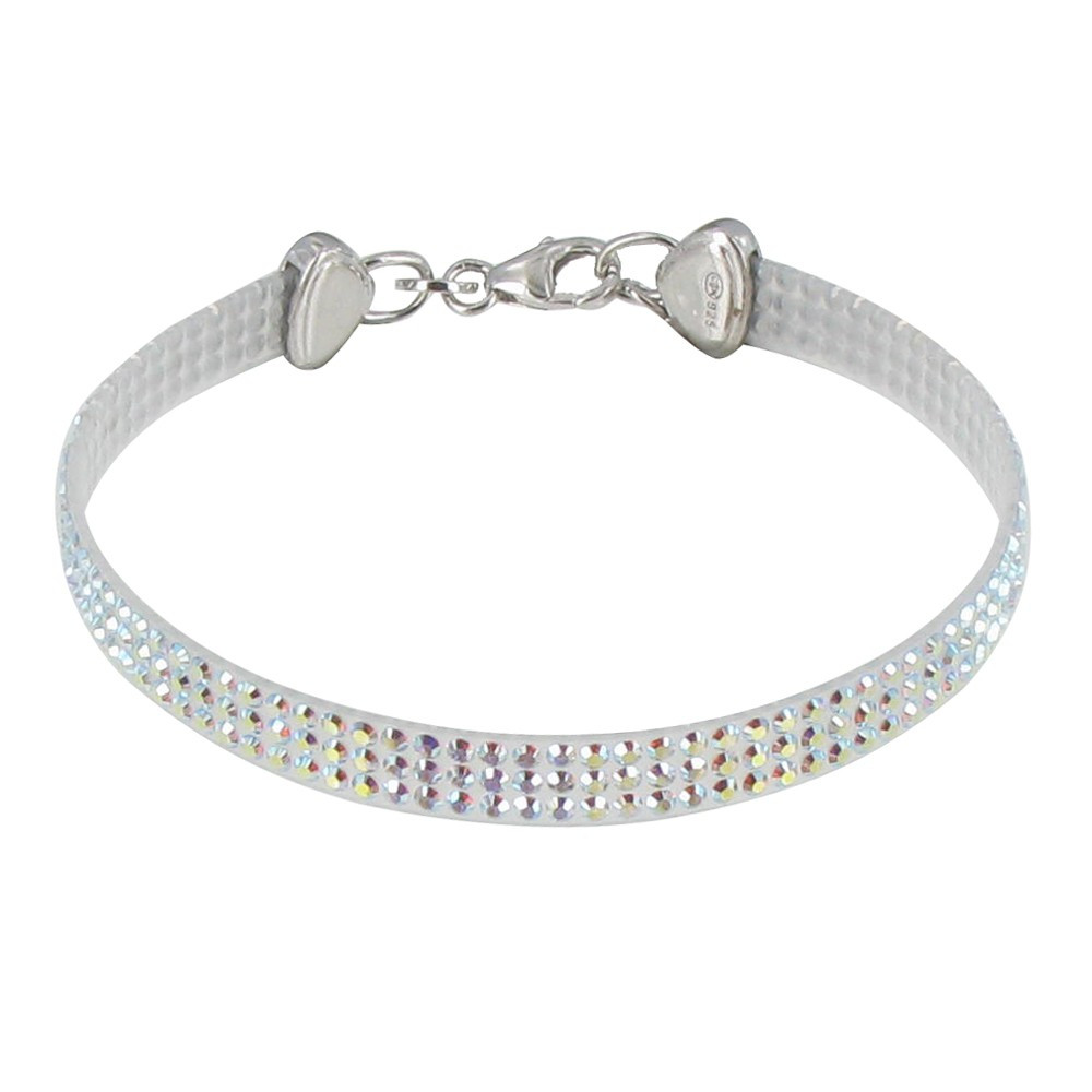 LES POULETTES BIJOUX Bracelet Argent 925 Rhodié Silicone et Strass - Classics - Mult