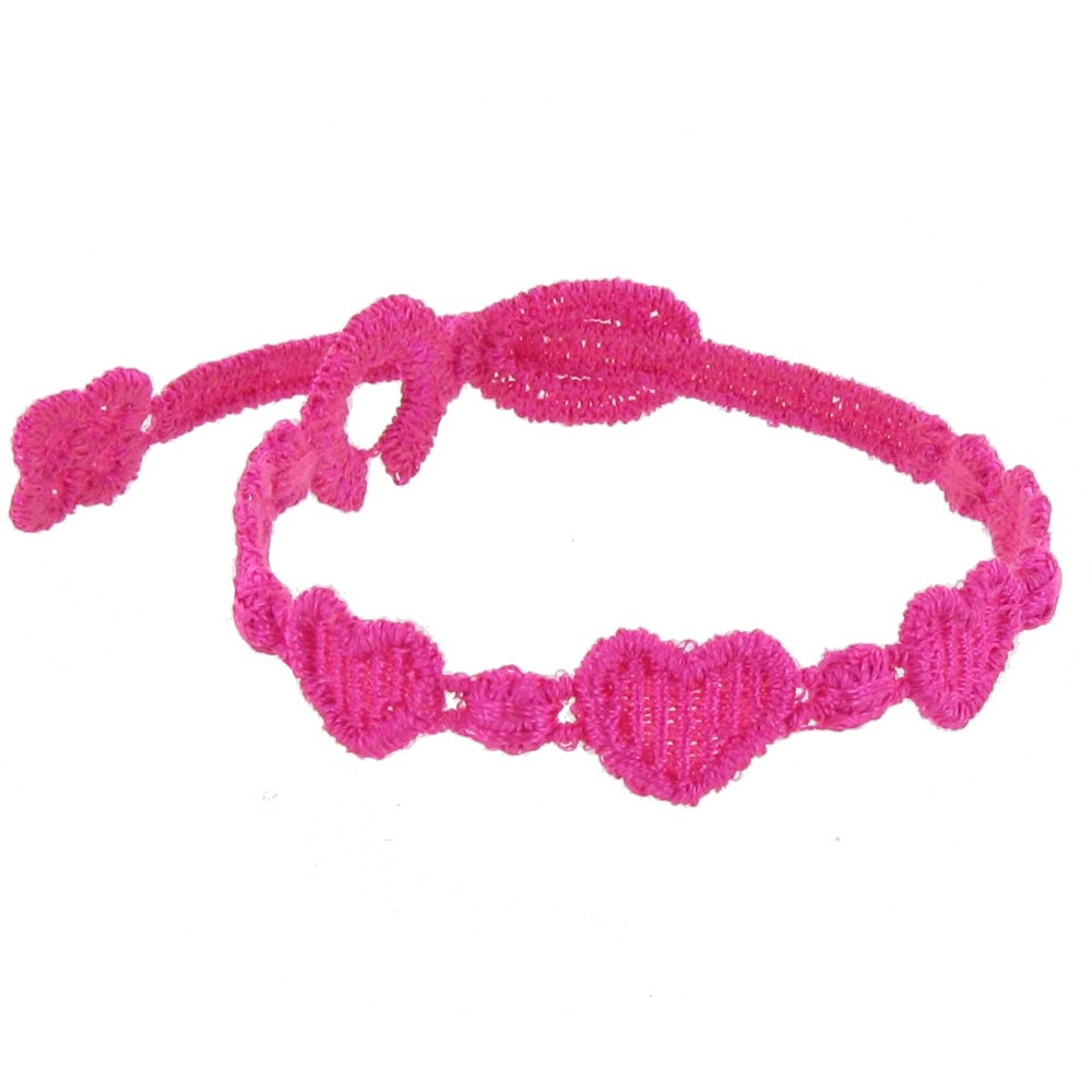LES POULETTES BIJOUX Cruciani Bracelet Enfant Dentelle Heartbeat Fuchsia