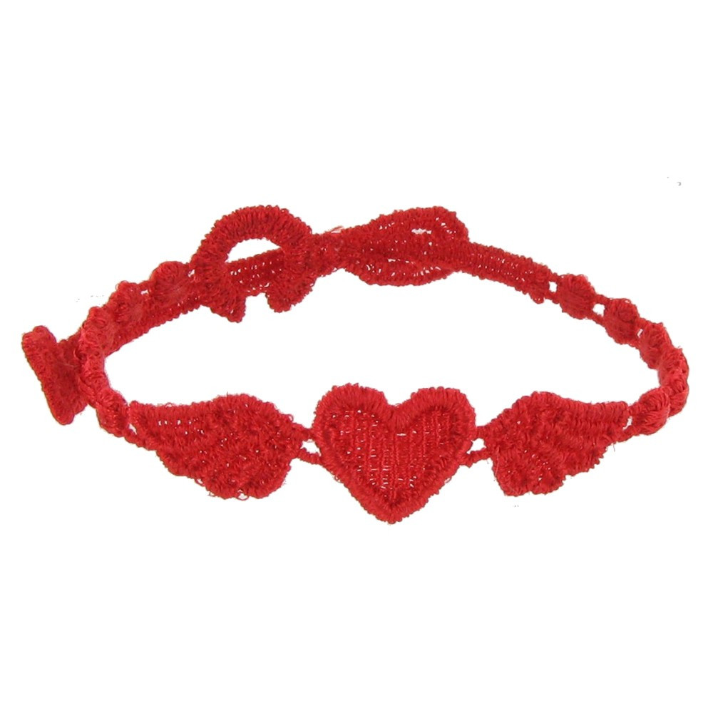 LES POULETTES BIJOUX V Cruciani Bracelet Dentelle Angel Heart Rouge