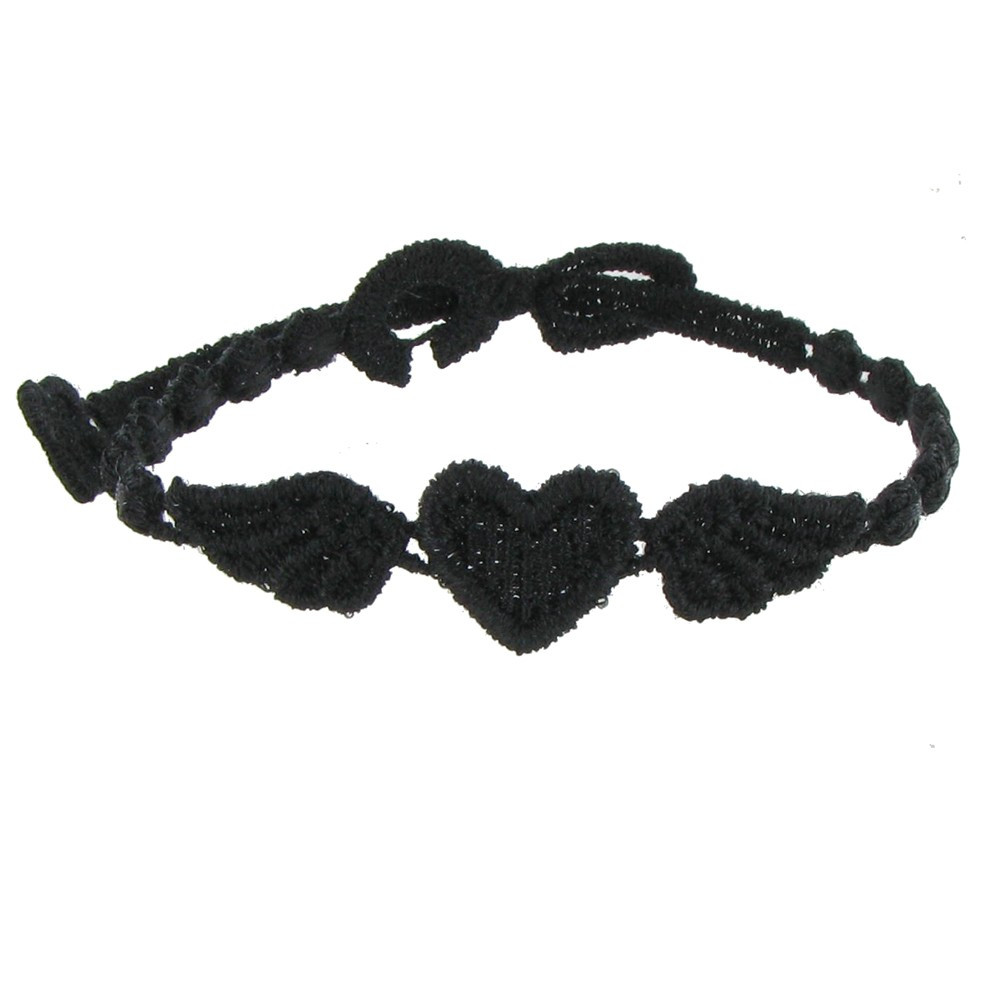 LES POULETTES BIJOUX V Cruciani Bracelet Dentelle Angel Heart Noir