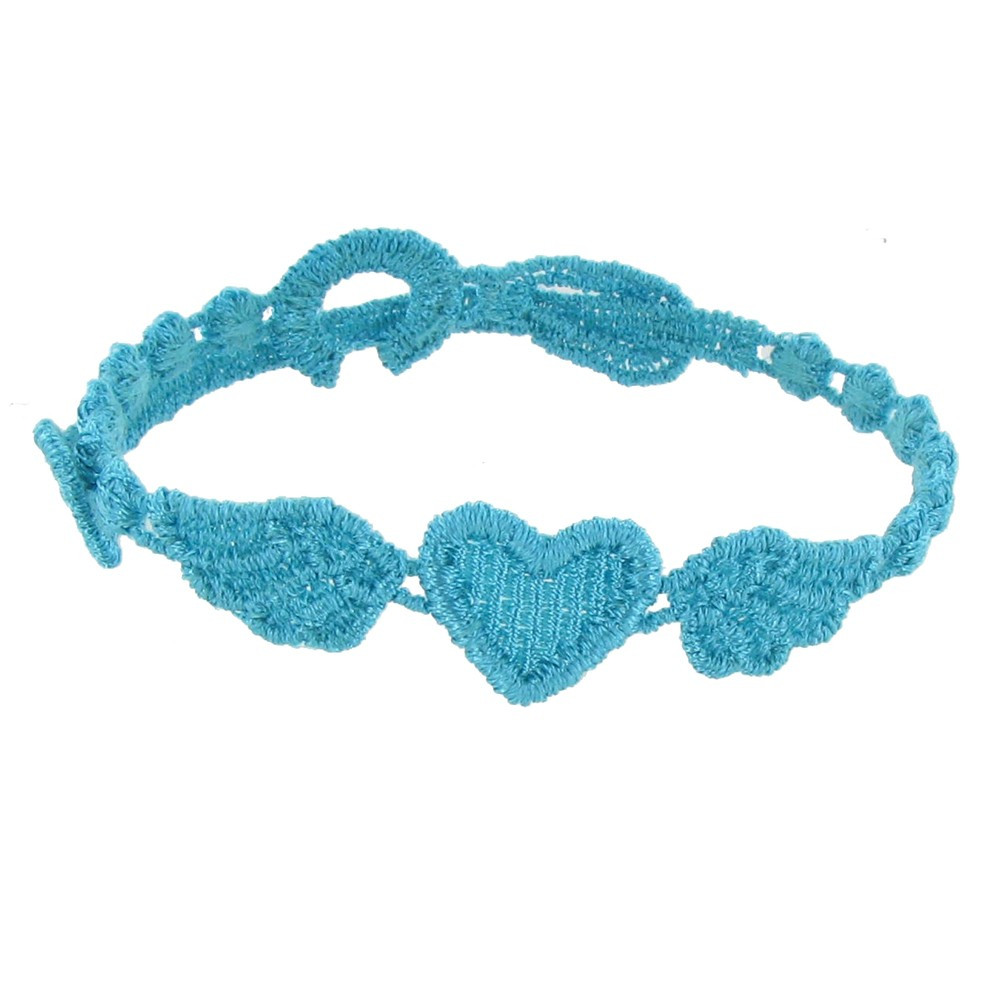 LES POULETTES BIJOUX - V Cruciani Bracelet Dentelle Angel Heart Bleu Méthylène