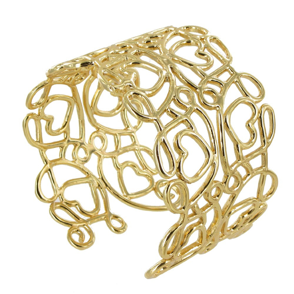 LES POULETTES BIJOUX V Bracelet Doré Manchette Coeurs