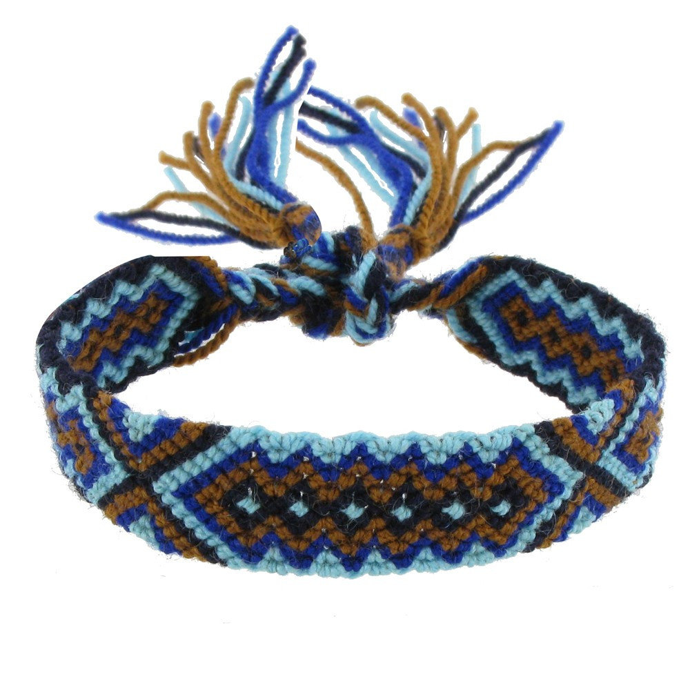 LES POULETTES BIJOUX Bracelet Coton Tissé Lena Bleu