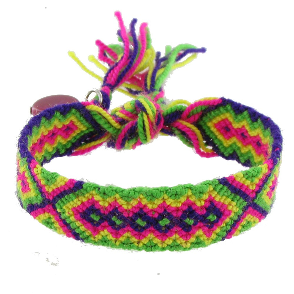 LES POULETTES BIJOUX Bracelet Tissé Lena Violet, Vert et Jaune
