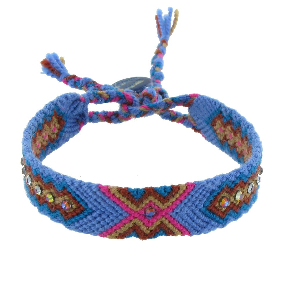 LES POULETTES BIJOUX V Bracelet Tissé Lena et Strass Bleu Violet