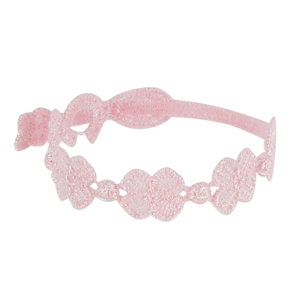 LES POULETTES BIJOUX Cruciani Bracelet Enfant Dentelle 5 Trèfles Rose Clair