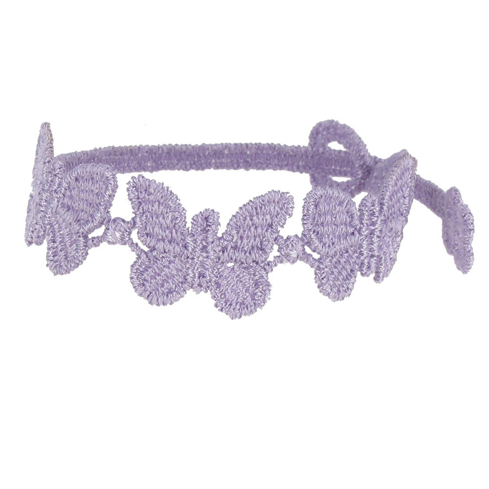 LES POULETTES BIJOUX Cruciani Bracelet Enfant Dentelle Papillons Lilas