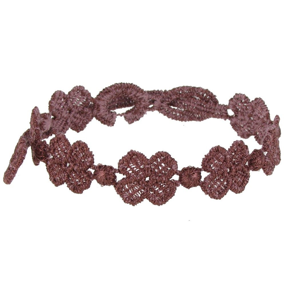 LES POULETTES BIJOUX Cruciani Bracelet Dentelle 7 Trèfles Rose Oignon