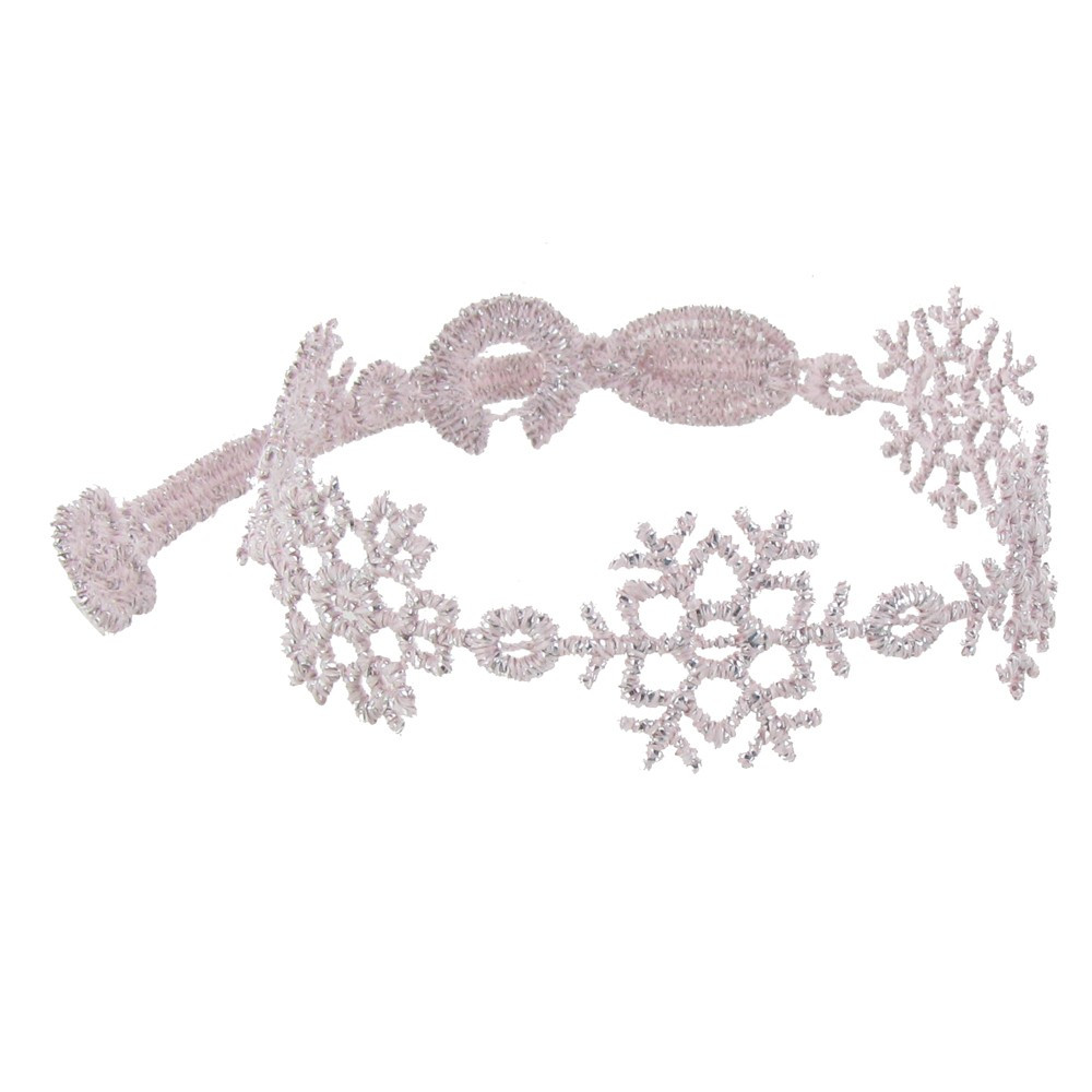 LES POULETTES BIJOUX Cruciani Bracelet Dentelle Flocon de Neige Lurex Rose