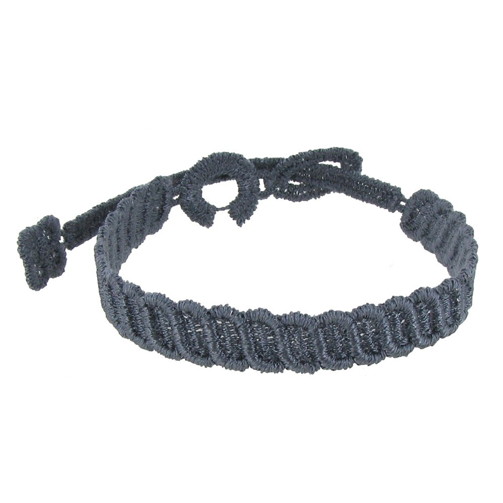 LES POULETTES BIJOUX Cruciani Bracelet Homme Dentelle Mariano Gris Anthracite
